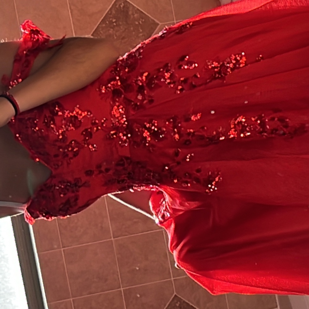 Red homecoming/prom dress, off shoulder and glittery used once